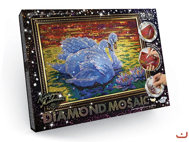 Алмазная живопись "DIAMOND MOSAIC", "Лебедь"
