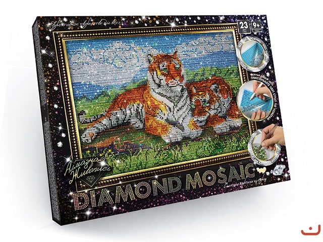Алмазна живопис "DIAMOND MOSAIC", "Тигри"