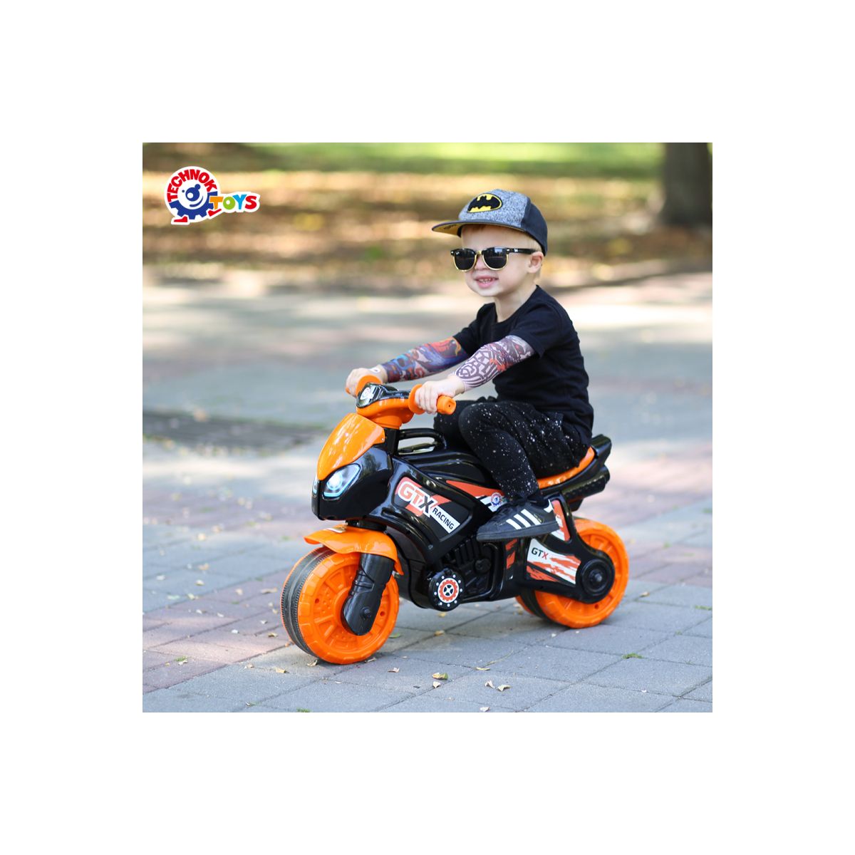 Каталка "Мотоцикл ТехноК" черно-оранжевый