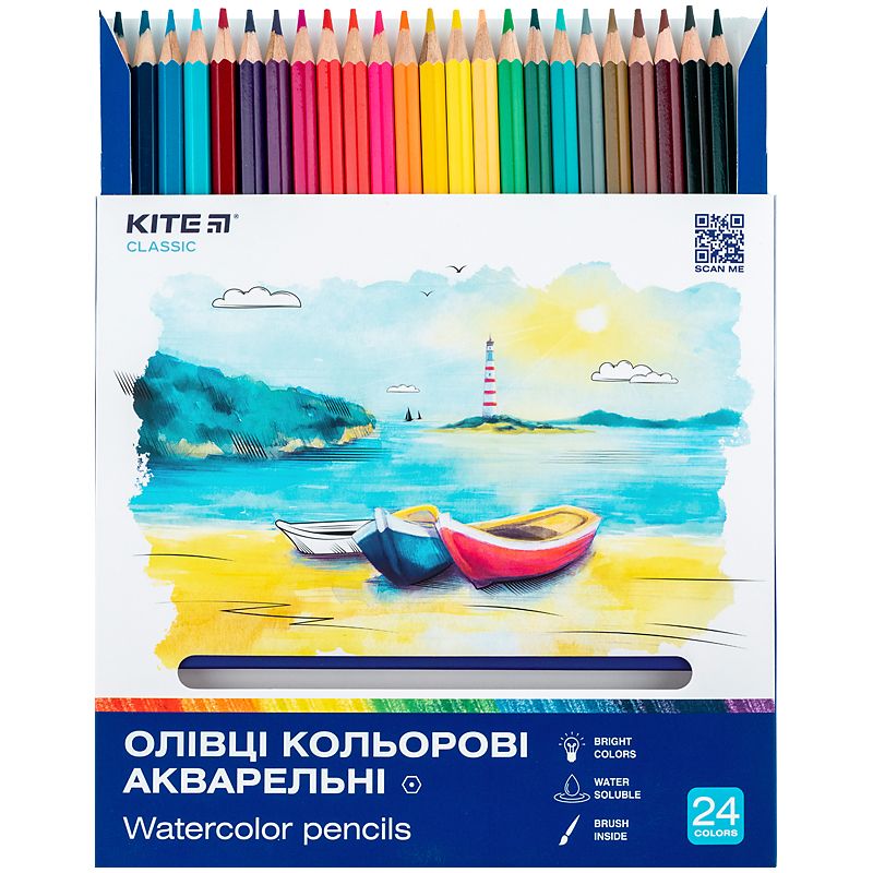 Олівці кольорові акварельні, 24 шт.  Kite Classic