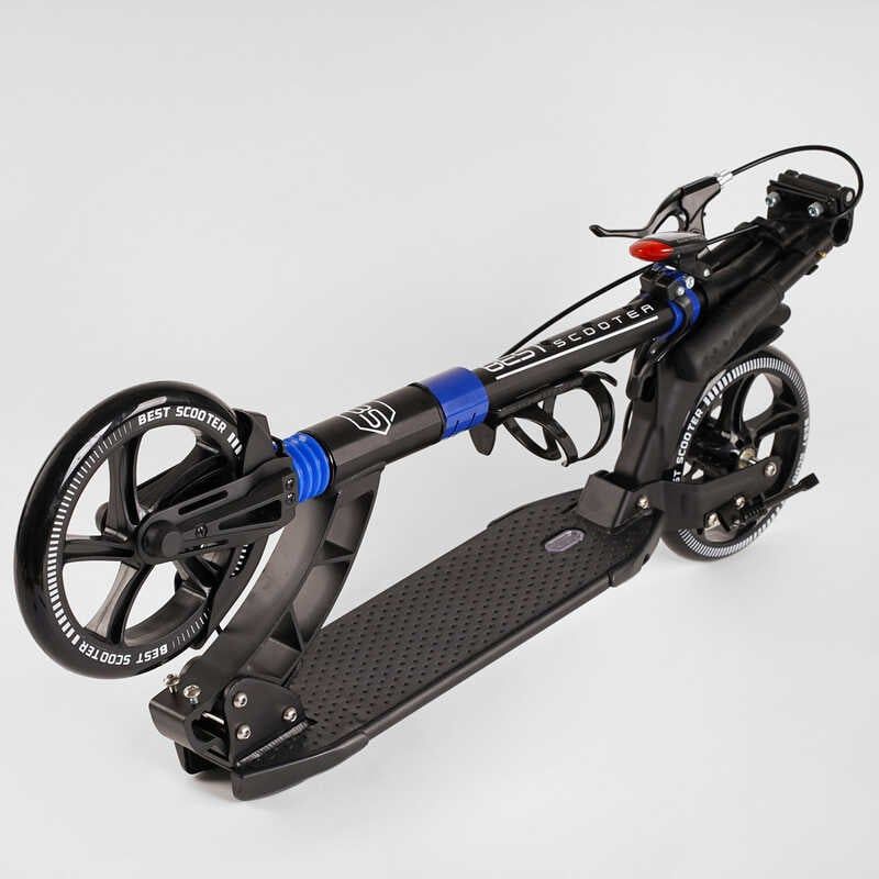 Самокат двоколісний "Best Scooter" гумовий килимок, ФАРА, переднє колесо PU 230 мм, заднє колесо 200 мм, 2 амортизатори, дискове гальмо фото 4 Самокат двоколісний "Best Scooter" гумовий килимок, ФАРА, переднє колесо PU 230 мм, заднє колесо 200 мм, 2 амортизатори, дискове гальмо фото 4