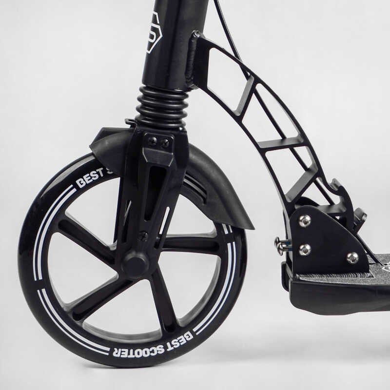 Самокат двоколісний "Best Scooter" (ФАРА, переднє колесо PU 230 мм, заднє колесо 200 мм, 2 амортизатори, дискове гальмо, затискач керма) фото 4 Самокат двоколісний "Best Scooter" (ФАРА, переднє колесо PU 230 мм, заднє колесо 200 мм, 2 амортизатори, дискове гальмо, затискач керма) фото 4