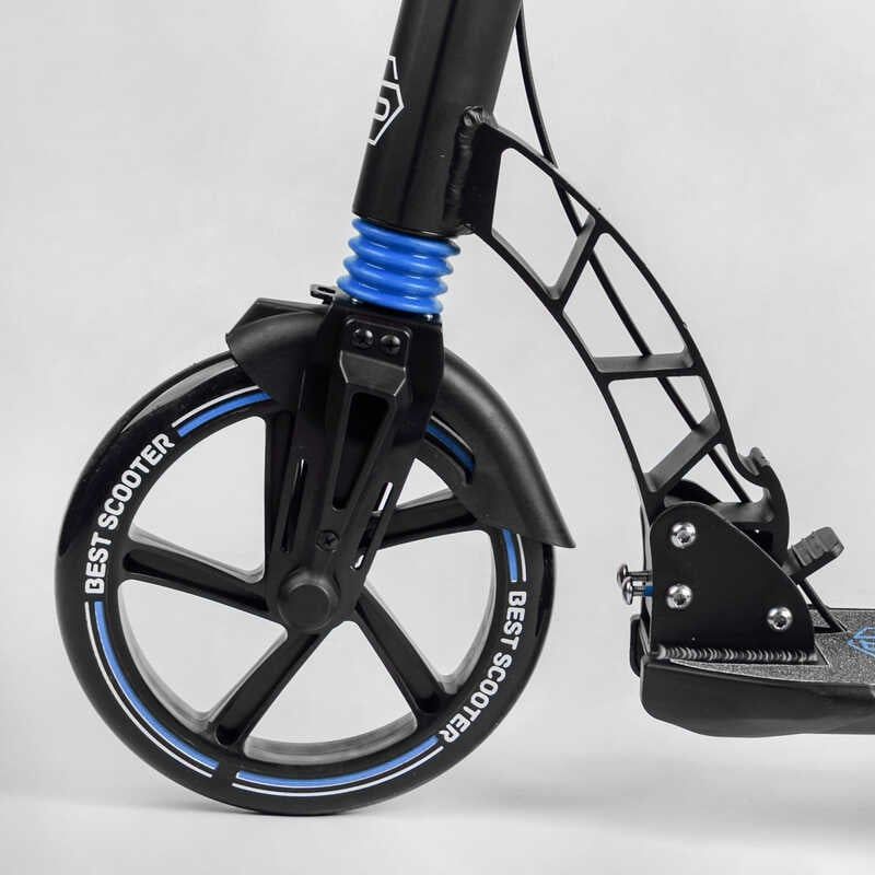 Самокат двоколісний "Best Scooter" (ФАРА, переднє колесо PU 230 мм, заднє колесо 200мм, 2 амортизатори, дискове гальмо, затискач керма) фото 4 Самокат двоколісний "Best Scooter" (ФАРА, переднє колесо PU 230 мм, заднє колесо 200мм, 2 амортизатори, дискове гальмо, затискач керма) фото 4