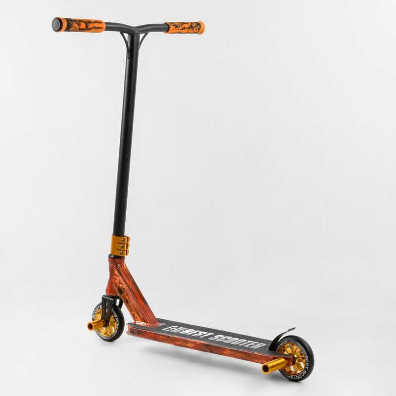 Самокат трюковий "Best Scooter" (HIC-система, ПЕГИ, алюмінієвий диск та дека з ПРИНТОМ, колеса PU, d = 110мм, ширина керма - 60 см) фото 4 Самокат трюковий "Best Scooter" (HIC-система, ПЕГИ, алюмінієвий диск та дека з ПРИНТОМ, колеса PU, d = 110мм, ширина керма - 60 см) фото 4