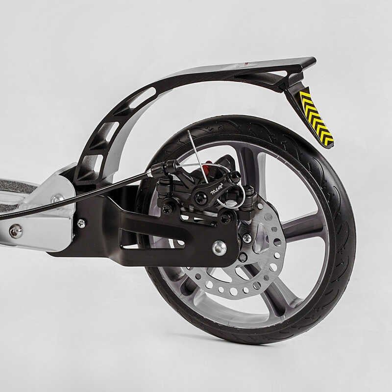 Самокат алюмінієвий "Best Scooter Factor" (ручне дискове гальмо, діаметр PU коліс - 200мм, 2 амортизатори, підсклянник) фото 4 Самокат алюмінієвий "Best Scooter Factor" (ручне дискове гальмо, діаметр PU коліс - 200мм, 2 амортизатори, підсклянник) фото 4
