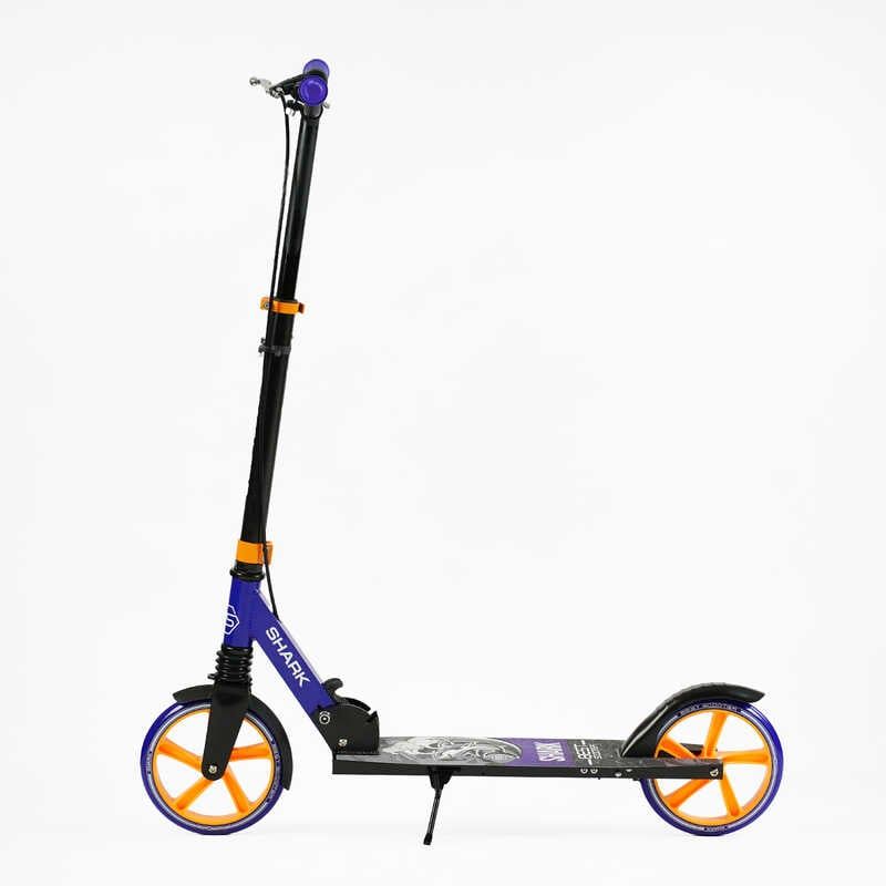 Самокат двоколісний "Best Scooter SHARK" (з ручним гальмом, затискач керма, колеса PU - 20 см, 1 амортизатор, в коробці)  фото 4