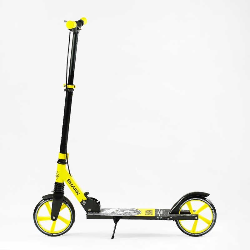 Самокат двоколісний "Best Scooter SHARK" (з ручним гальмом, затискач керма, колеса PU - 20 см, 1 амортизатор, в коробці) фото 4 Самокат двоколісний "Best Scooter SHARK" (з ручним гальмом, затискач керма, колеса PU - 20 см, 1 амортизатор, в коробці) фото 4
