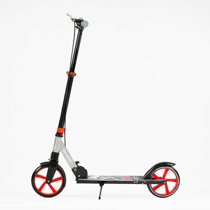 Самокат двоколісний "Best Scooter SHARK" (з ручним гальмом, затискач керма, колеса PU - 20 см, 1 амортизатор, в коробці) фото 4 Самокат двоколісний "Best Scooter SHARK" (з ручним гальмом, затискач керма, колеса PU - 20 см, 1 амортизатор, в коробці) фото 4