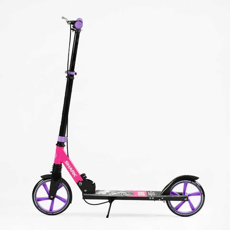 Самокат двоколісний "Best Scooter SHARK" (з ручним гальмом, затискач керма, колеса PU - 20 см, 1 амортизатор, в коробці)  фото 4