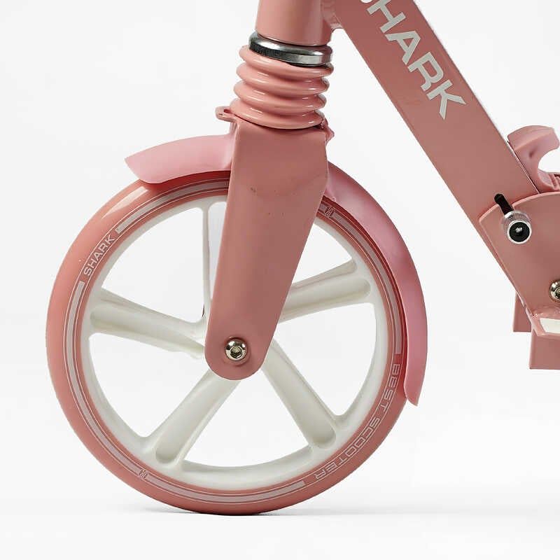 Самокат двухколесный "Best Scooter SHARK" (с ручным тормозом, зажим руля, колеса PU – 20 см, 1 амортизатор, в коробке)  фото 4