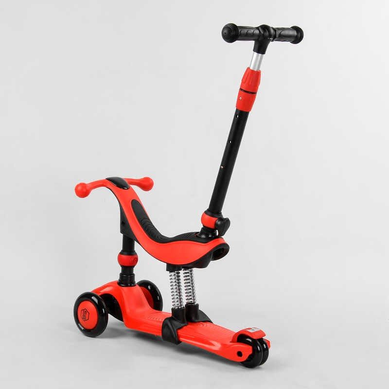 Самокат-велобіг 3в1 триколісний BS-71899 (4) Best Scooter, 3 колеса PU зі світлом, сидіння, амортизатори, батьківська ручка  фото 4