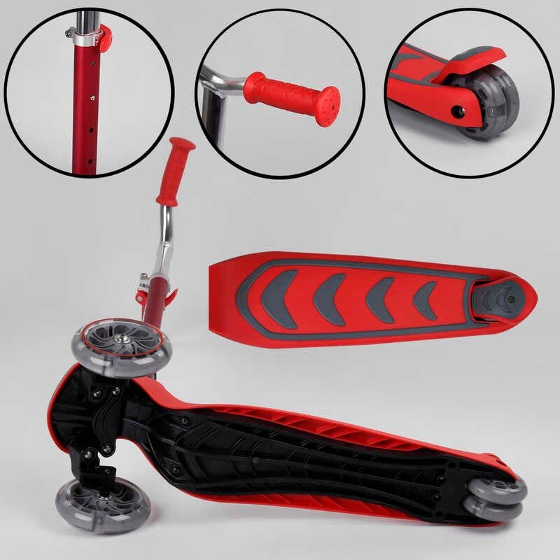 Самокат трехколесный Y-00325 (4) Best Scooter, КРАСНЫЙ, складной алюминиевый руль, 4 колеса PU со светом, d=12 см фото 4 Самокат трехколесный Y-00325 (4) Best Scooter, КРАСНЫЙ, складной алюминиевый руль, 4 колеса PU со светом, d=12 см фото 4
