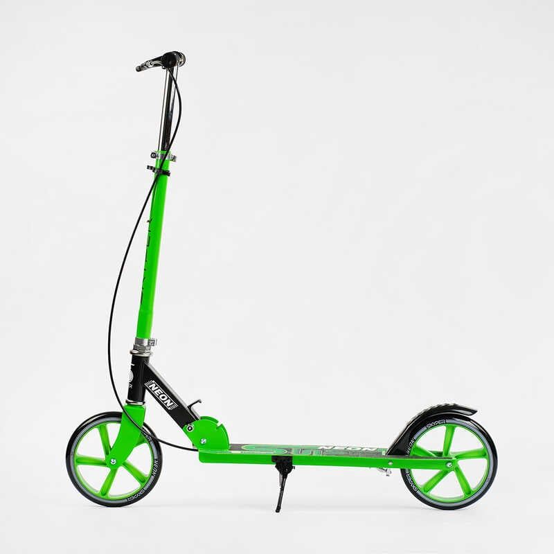 Самокат двухколесный Skyper Neon N-36719 (6) стальная рама, ручной тормоз, колеса PU диаметр 200мм, грипсы резиновые фото 4 Самокат двухколесный Skyper Neon N-36719 (6) стальная рама, ручной тормоз, колеса PU диаметр 200мм, грипсы резиновые фото 4