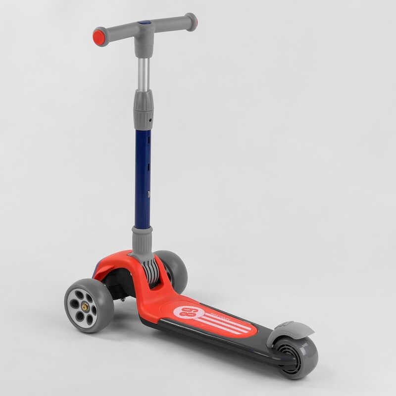 Самокат трехколесный RS-9119 (6) Best Scooter, КРАСНЫЙ, складной алюминиевый руль, 3 колеса PU со светом, d=120*50мм  фото 4