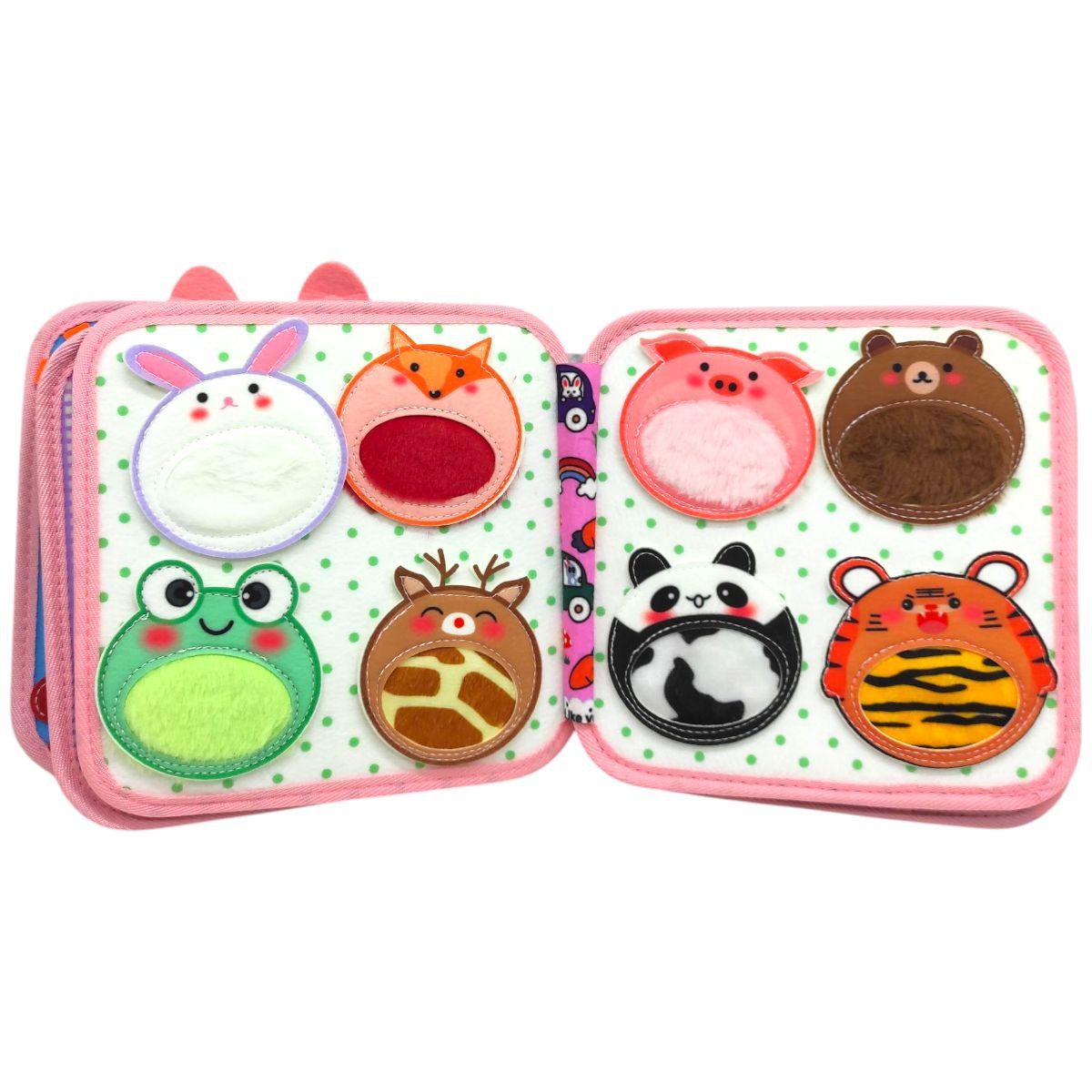 Мягкая книжка-бизиборд (фетр, пальчиковые игры, цифры, сортер по цвету, пискавка, элементы на липучках и кнопках)  фото 4