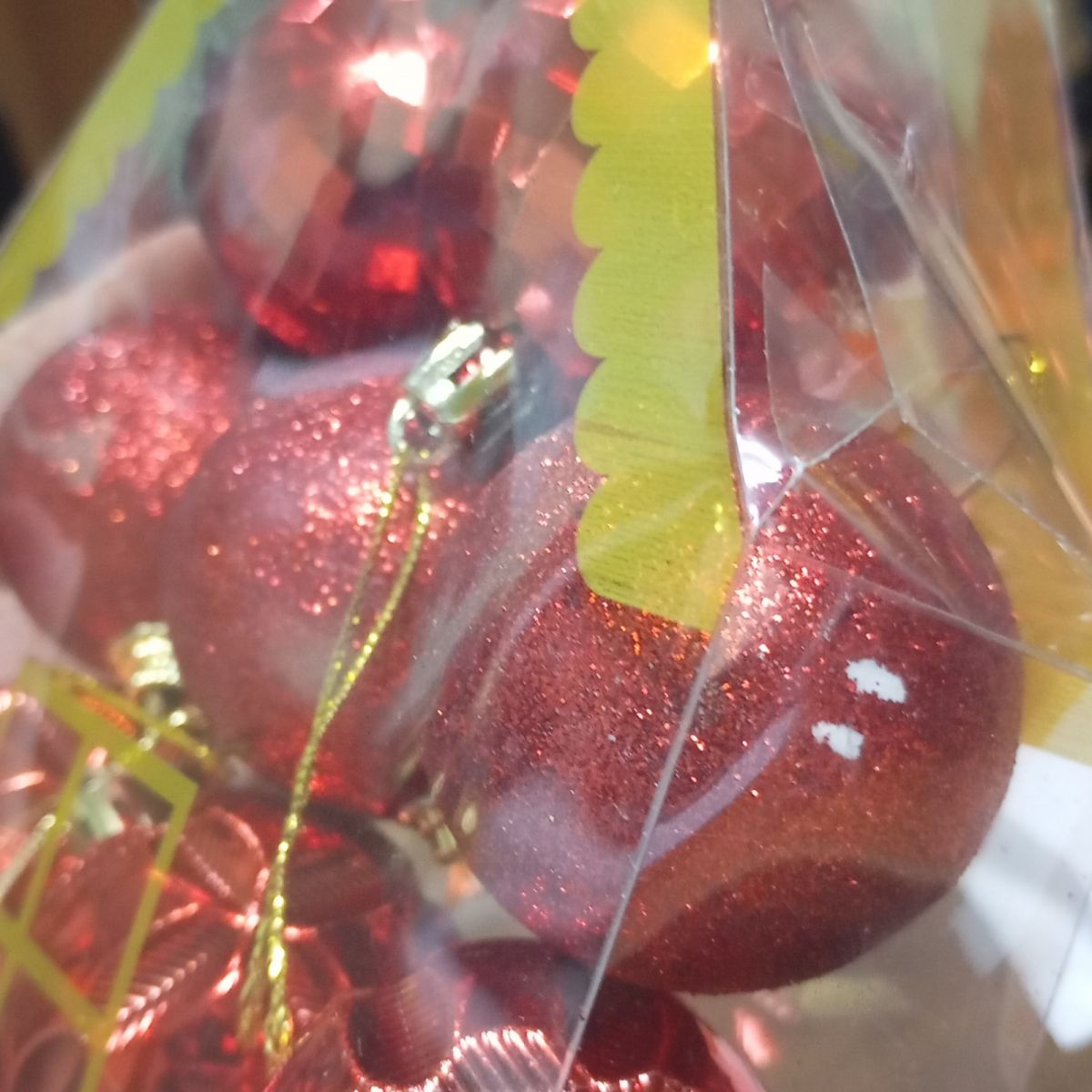 Уценка.  Новорічні прикраси, 12 штук, кульки, D=5 см, у слюді  - Повреждена упаковка  фото 4