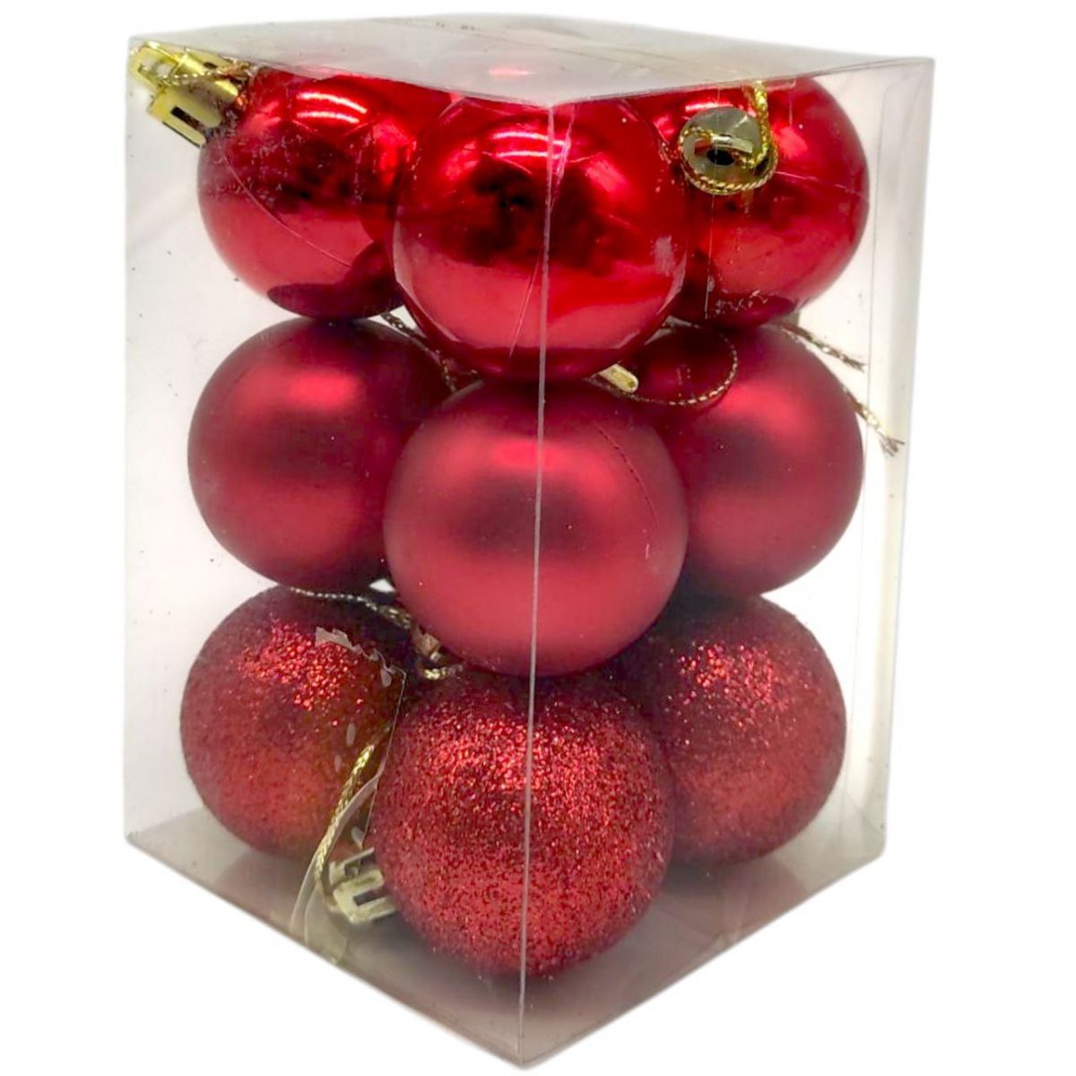 Уцінка.   Новорічні прикраси  12 штук, діаметр - 3 см (ЧЕРВОНІ) - Пошкоджене пакування  фото 4