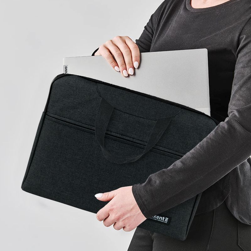 Сумка для документів текстильна А4, 1 відділ, темно-сіра  фото 4