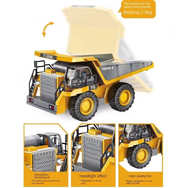 Спецтехніка на радіокеруванні"Самоскид", металопластик, перевертає кузов, звук, світло, акумулятор 3. 7 V, пульт 2. 4 GHz, в коробці  фото 4