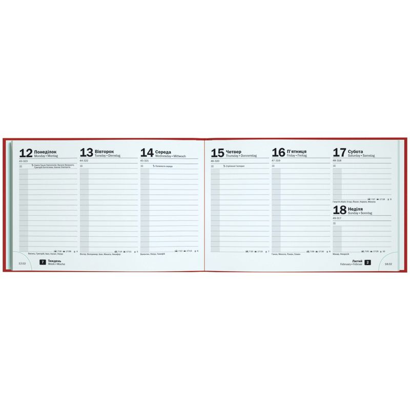 Щотижневик 2026 кишеньк.  Miradur з/т червоний  фото 4