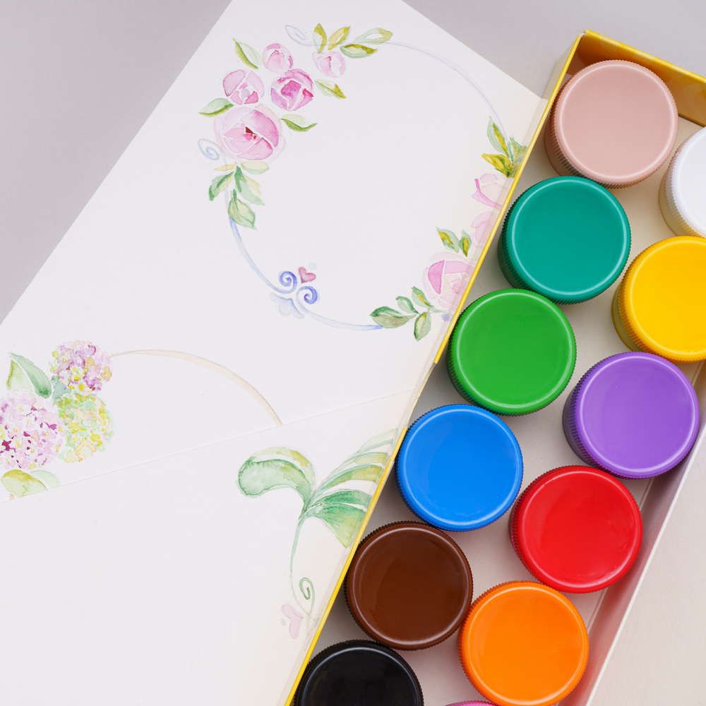 Фарби гуашеві 12 кольорів (різні кольори)  фото 4