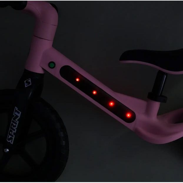 Велобіг (рама з нейлонового скловолокна, колеса EVA, світло, звук) рожевий  у короб.  75*14*45 см  фото 4