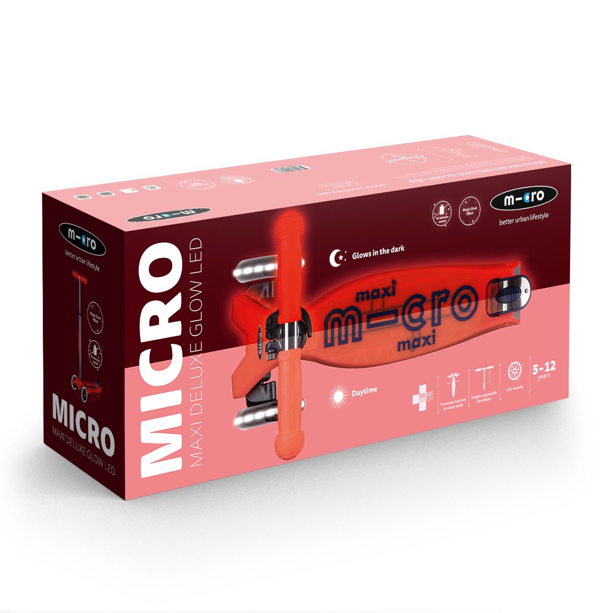 Самокат Micro серии Maxi Deluxe Glow LED - Красная аура  фото 4