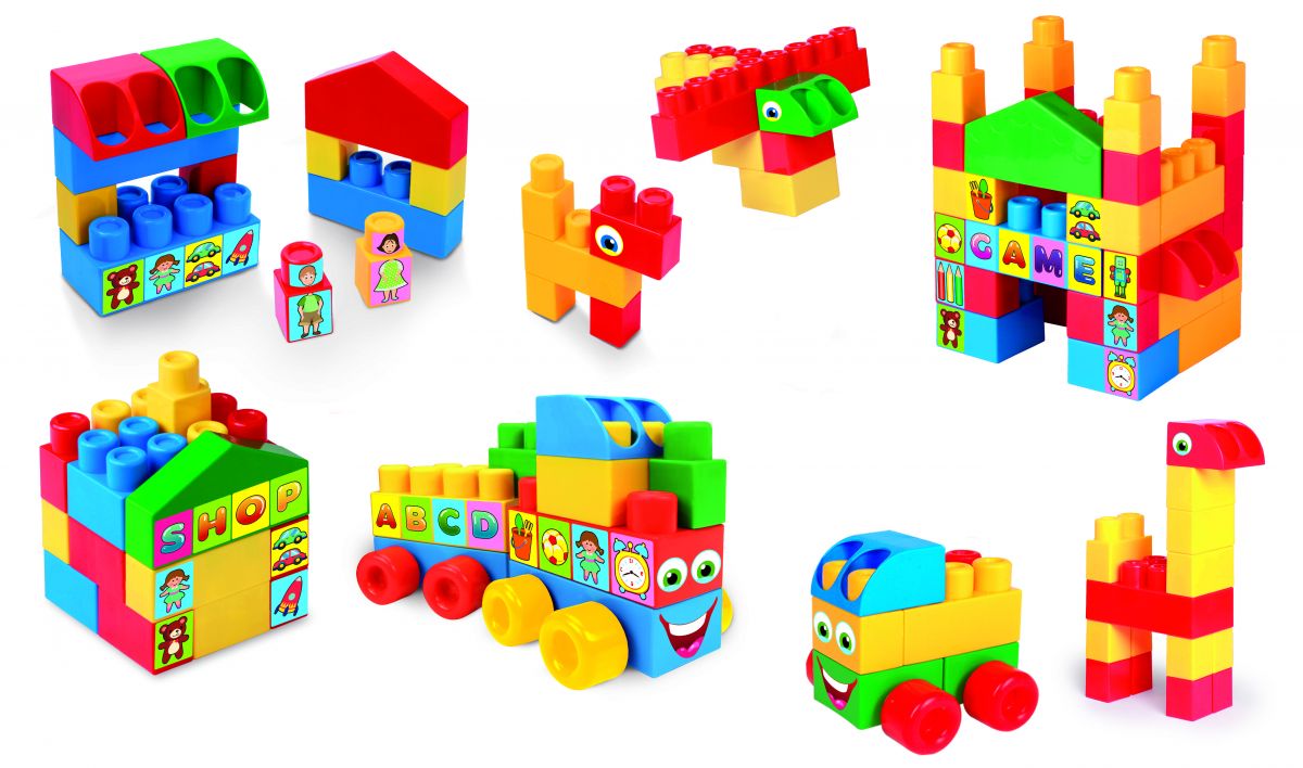 Конструктор в коробці (51 елемент), цифри, букви, фігури, фрукти, овочі, тварини з савани та інші.  фото 4