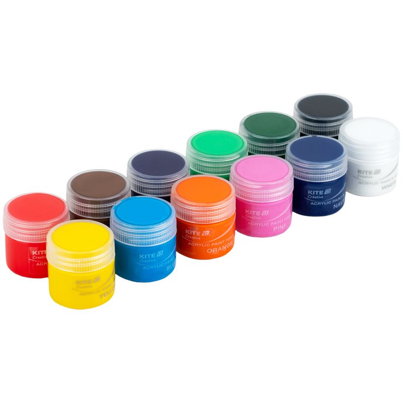 Фарби акрилові для тканини, 12 кольорів, 20 мл, Kite Creative  фото 4