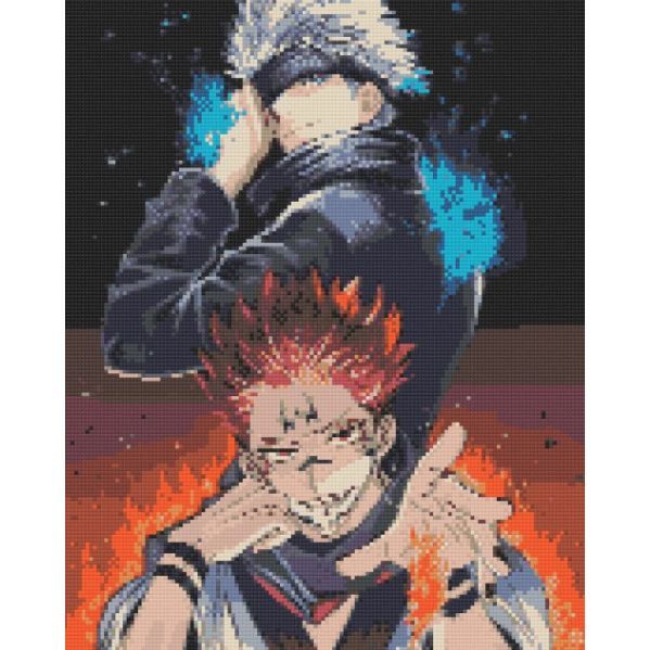 Уцінка.  Алмазна мозаїка "Аніме.  Магічна битва" 40х50 см - ПОШКОДЖЕНЕ ПОЛОТНО  фото 4