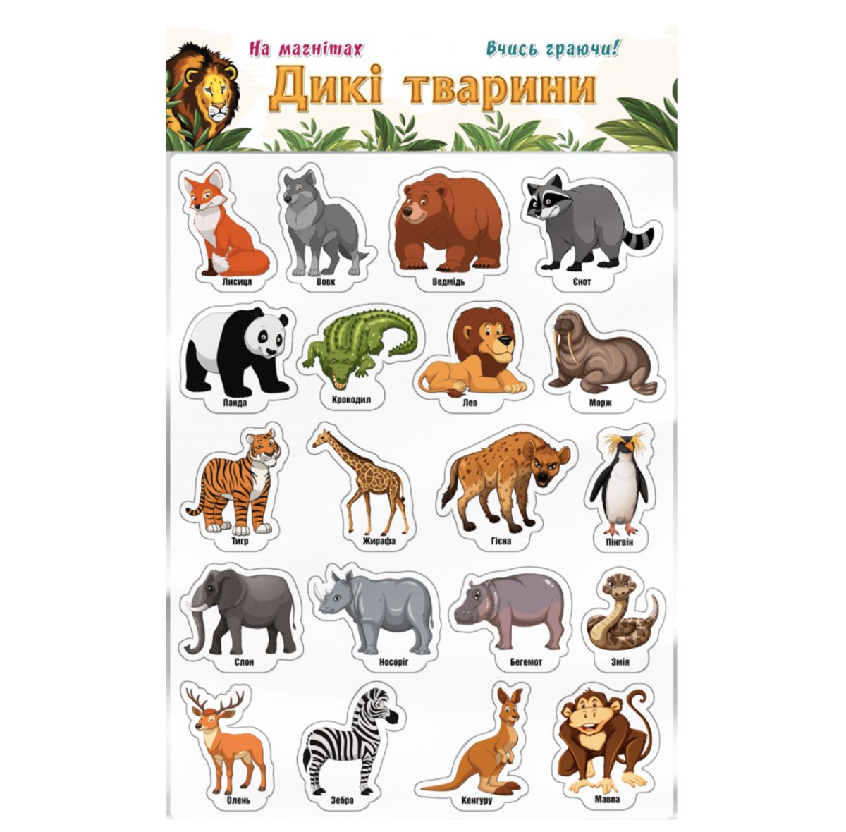 Уцінка.  Набір магнітів "Дикі тварини" - ПРОРІЗАНА УПАКОВКА  фото 4