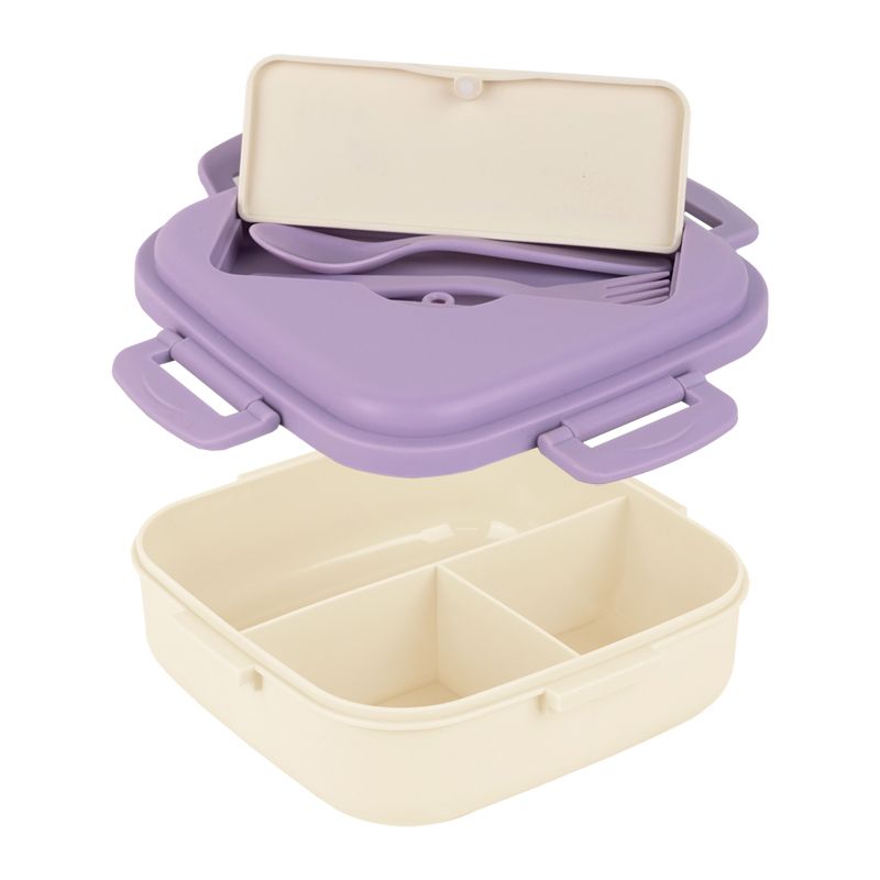 Ланчбокс з розділювачем 1100 мл, фіолетово-бежевий  фото 4