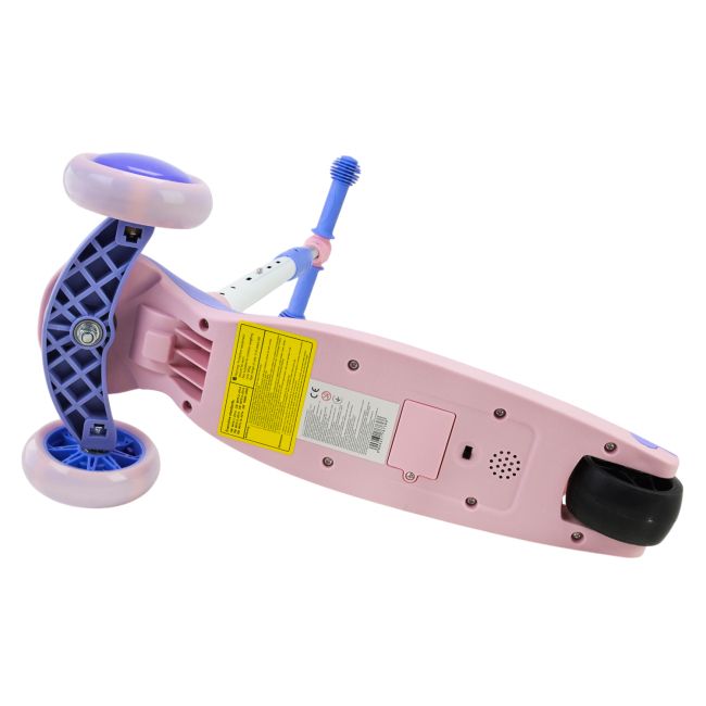 Самокат дитячий 3-х коліс, 2 колеса - PU світло, заднє - пластик, у коробці (РОЖЕВИЙ)  фото 4