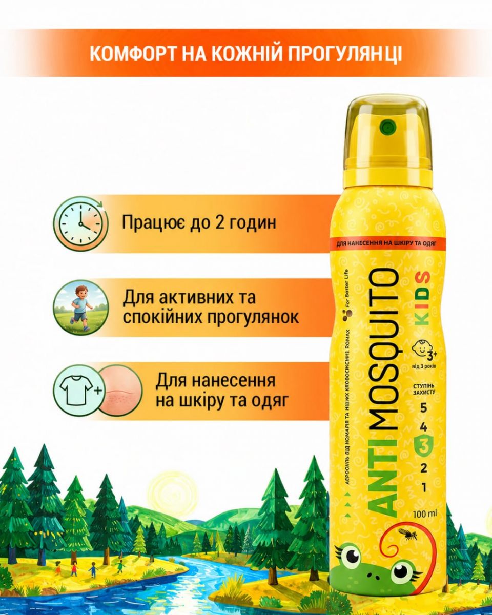 Аерозоль від комарів (та кровосисних комах) "Anti Mosquito" Для дітей від 3-х років, 100мл  фото 4