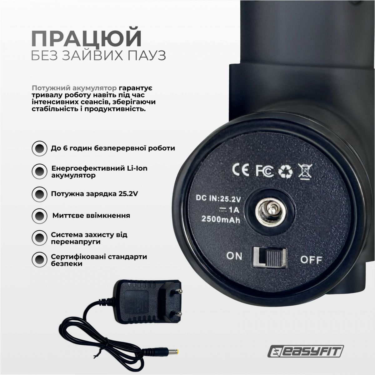 Перкуссионный вибромассажер Easyfit UltraGun 13 насадок  фото 4