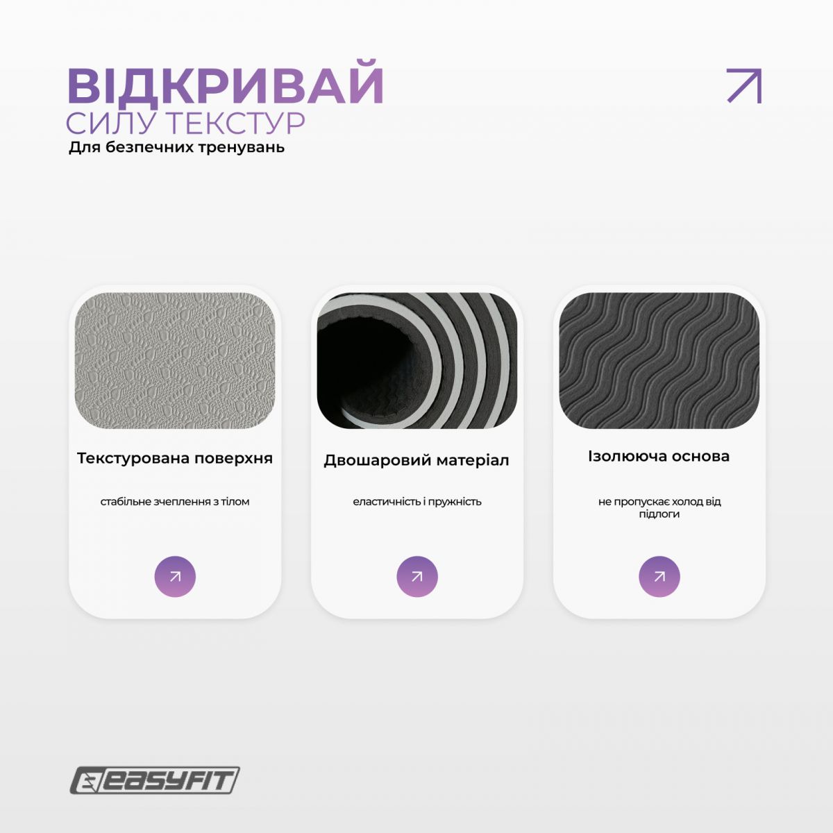 Килимок для йоги та фітнесу EasyFit Polarity stone з ремнем  фото 4
