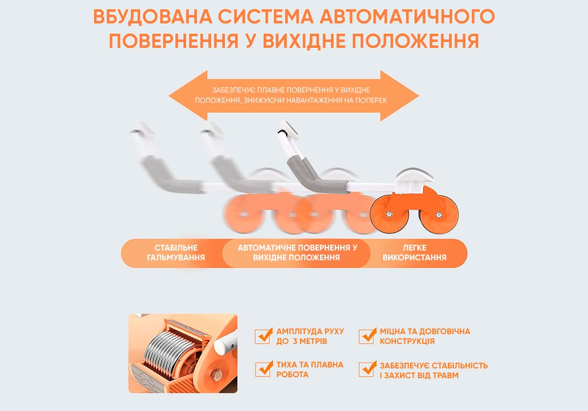 Ролик для пресса EasyFit с возвратным механизмом и счетчиком  фото 4