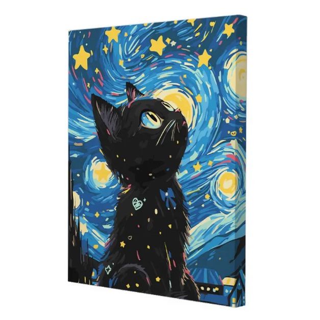 КАРТИНА ПО НОМЕРАМ "KITTENʼS NIGHT" 40*50 см  фото 4