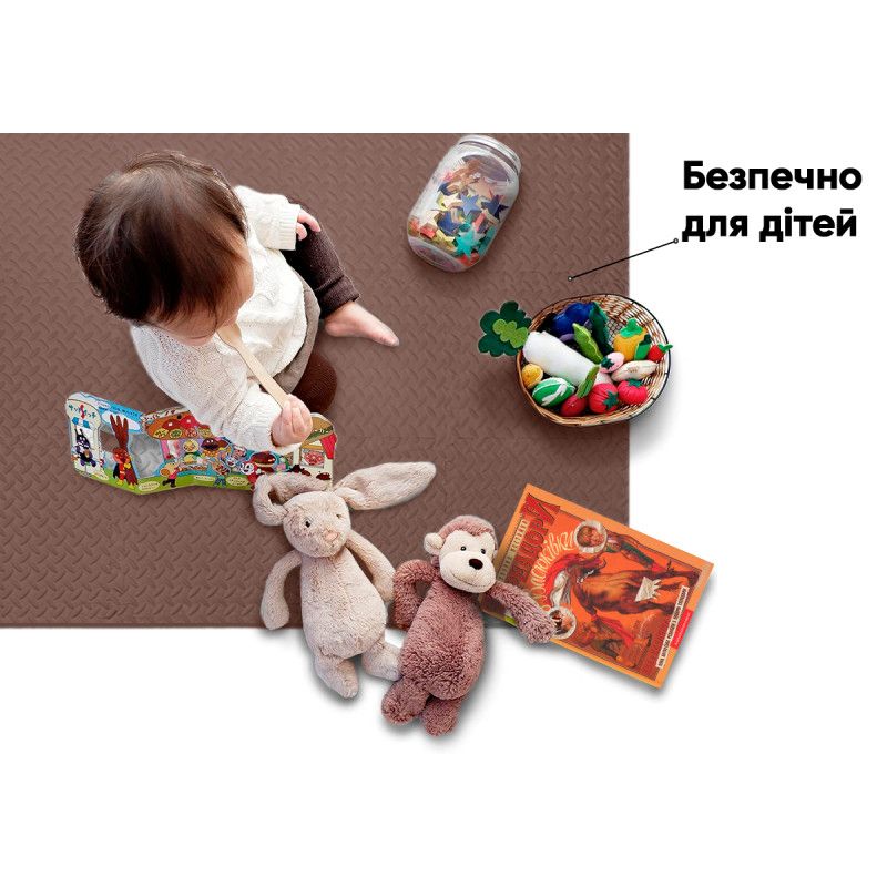 Татамі мат EasyFit 8 шт (30х30х1 см) хвіст ластівки (коричневий)  фото 4