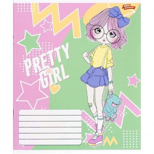 Тетрадь ЦВЕТНАЯ на 12 листов Клетка "PRETTY GIRL" (20 ШТ)  фото 4
