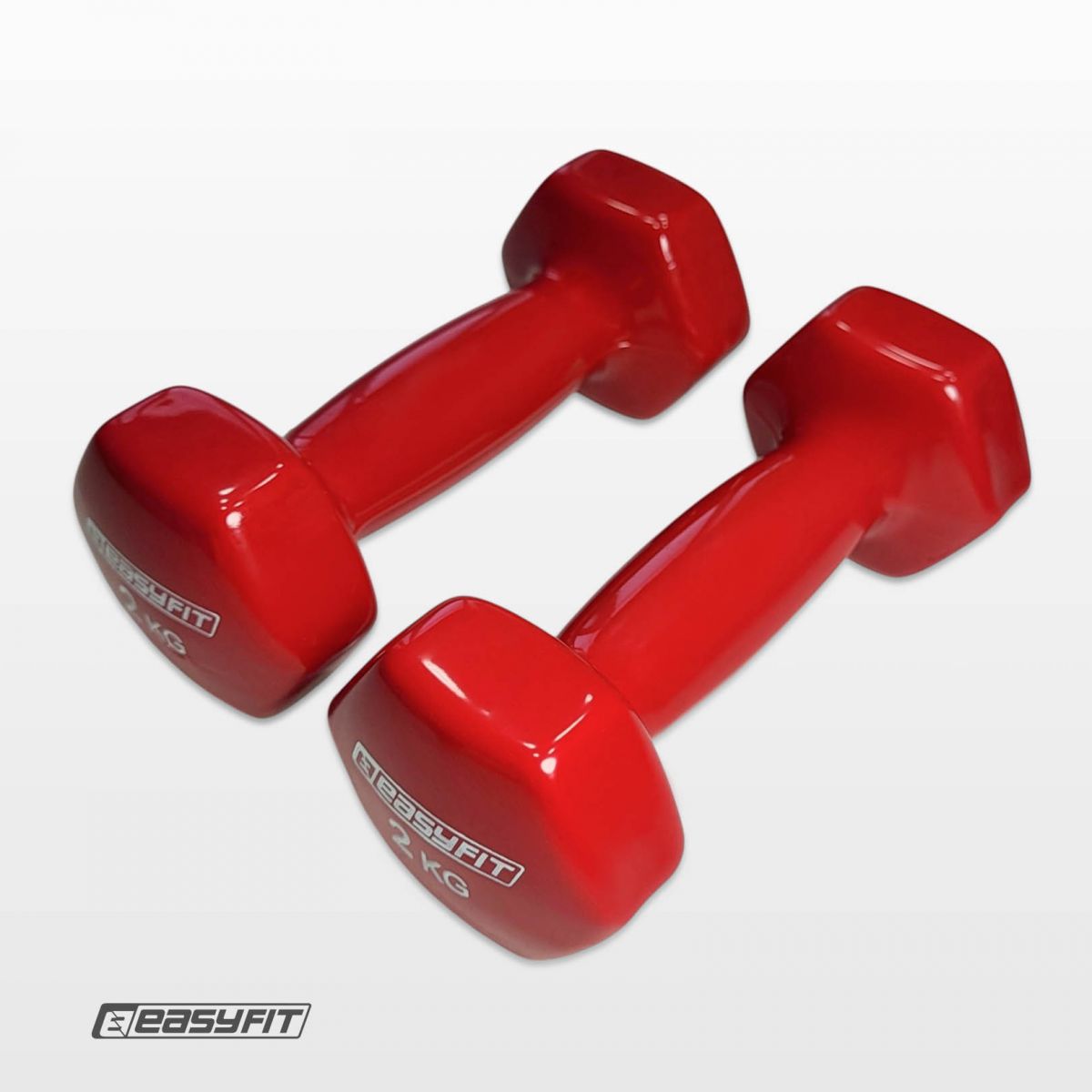 Гантель для фитнеса 2. 0 кг EasyFit с виниловым покрытием красная  фото 4