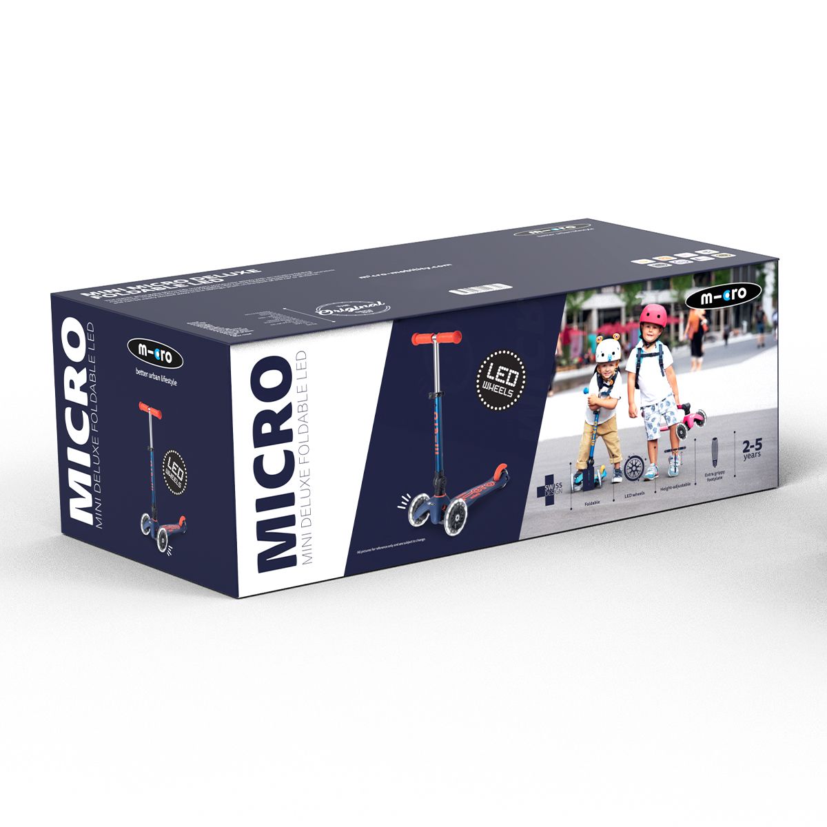 Самокат MICRO складний серії Mini Deluxe Foldable LED – Синій  фото 4