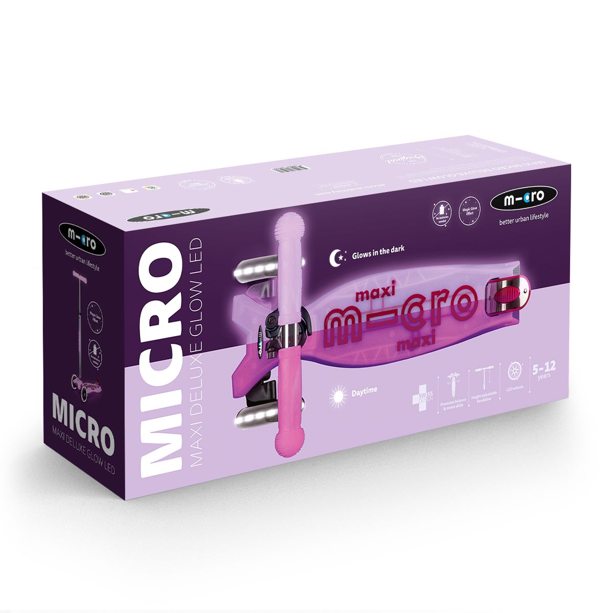 Самокат Micro серії Maxi Deluxe Glow LED – Сяйнисто-пурпуровий  фото 4
