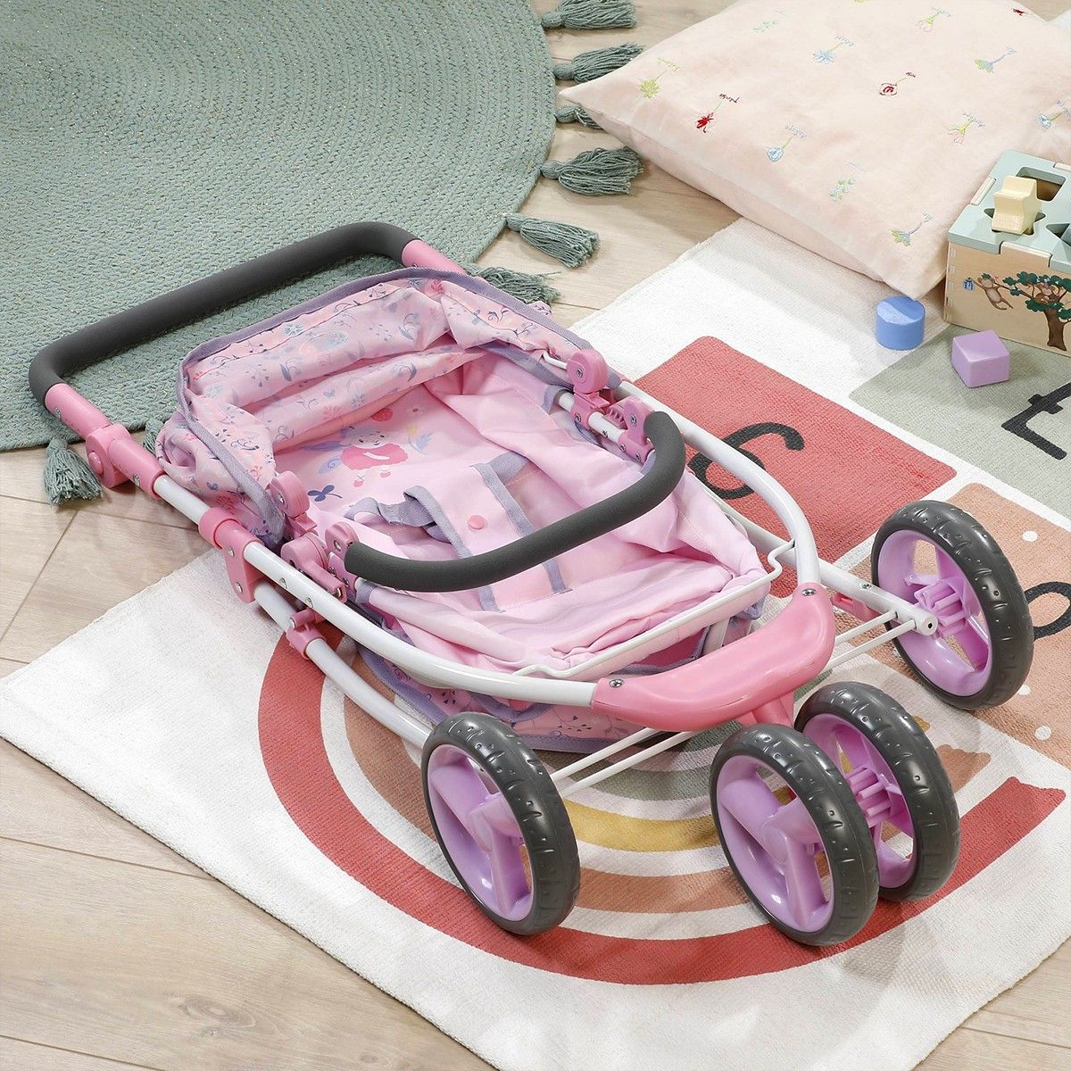 Трехколесная коляска для куклы Baby Born – Цветочный стиль Делюкс (складная)  фото 4