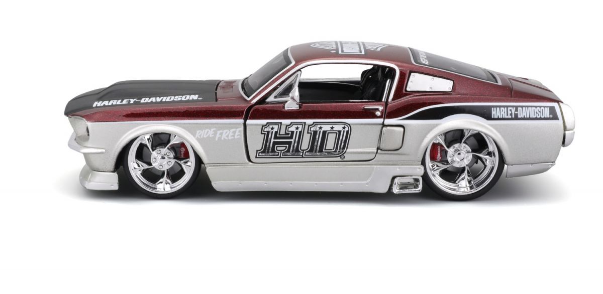 Машинка іграшкова Harley-Davidson 1967 Ford Mustang GT, масштаб 1:24, мет. червоний/срібний  фото 4