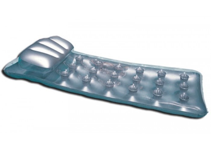 Пляжний надувний матрац з подушкою (сріблястий)  фото 1