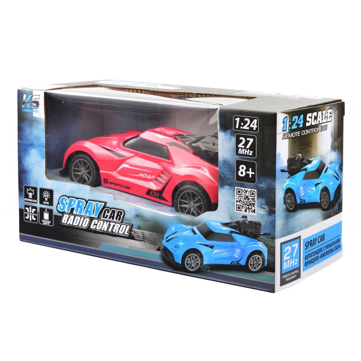 Автомобіль SPRAY CAR на р/в - SPORT (рожевий, 1:24, світло, вихлопна пара)