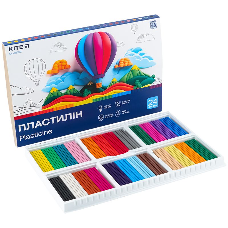 Пластилин, 24 цвета, 480 г.  Kite Classic