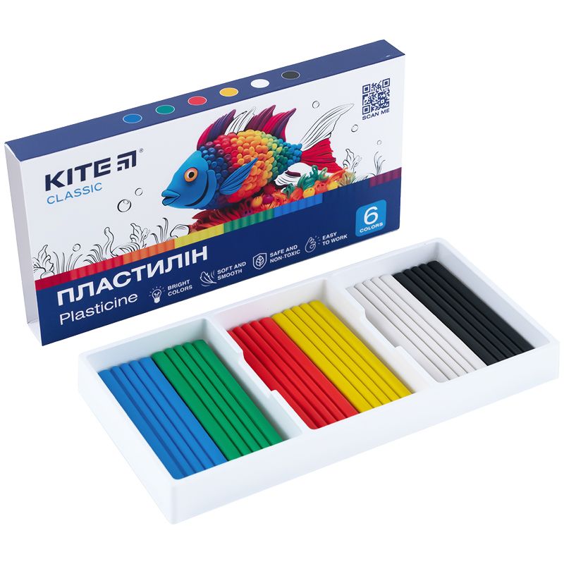 Пластилин, 6 цветов, 120 г.  Kite Classic