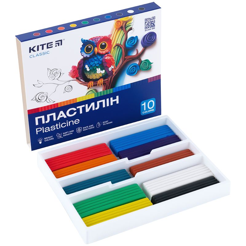 Пластилин, 10 цветов, 200 г.  Kite Classic